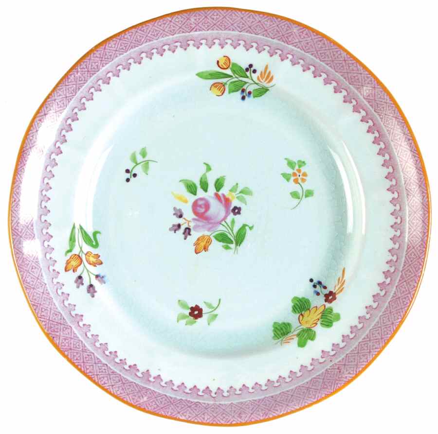 Lowestoft (Older Backstamp) Dessert/Pie Plate by Adams China-1