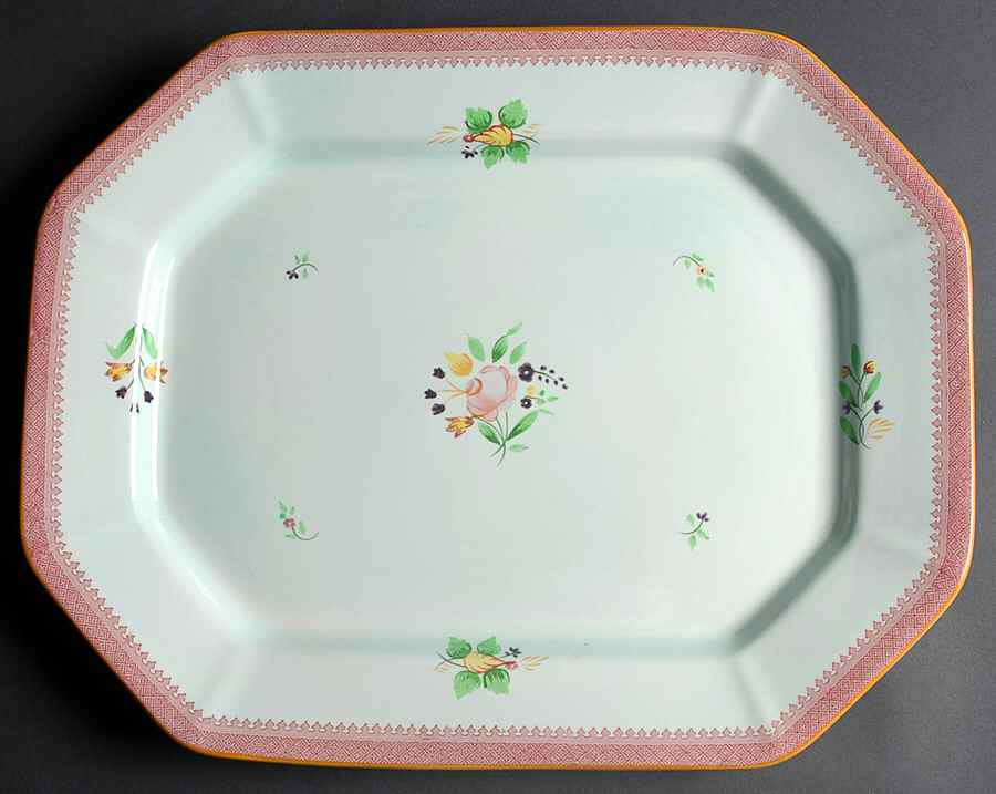 Lowestoft (Older Backstamp) 18" Oval Serving Platter by Adams China-1