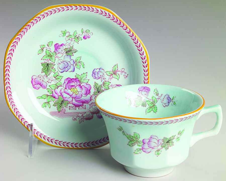 Metz Newer Backstamp Oversized Cup & Saucer Set by Adams China-1