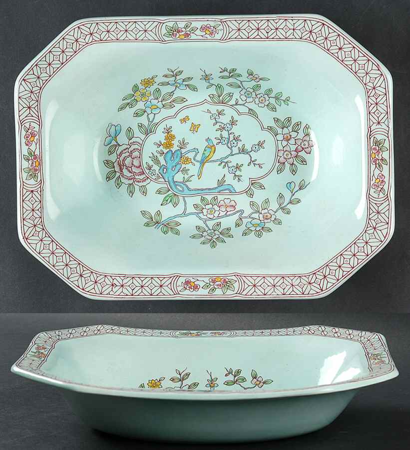 Singapore Bird (Newer Backstamp) 10" Oval Vegetable Bowl by Adams China-1