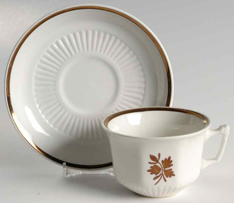 Tea Leaf Copper Flat Cup & Saucer Set by Adams China-1