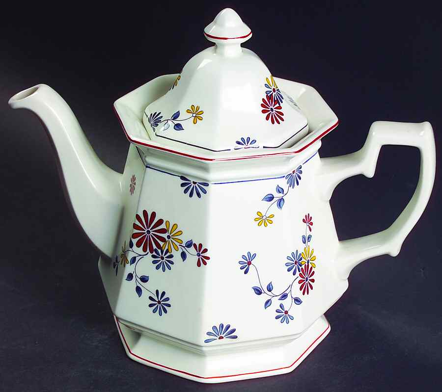 Vermont (Red Trim) Teapot & Lid by Adams China-1