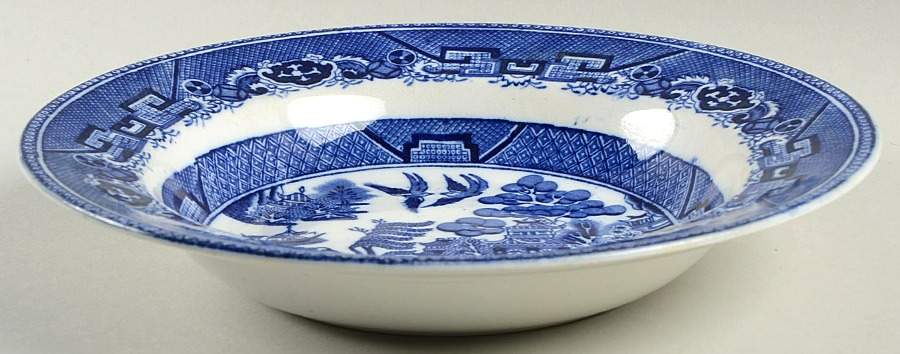 Willow Blue (Smooth, No Trim) Large Rim Soup Bowl by Adams China-1