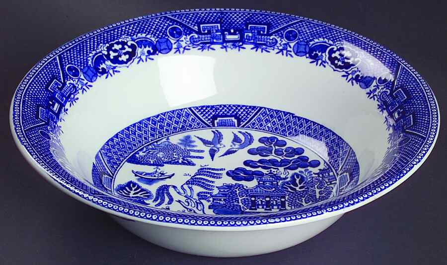 Willow Blue (Smooth, No Trim) 9" Round Vegetable Bowl by Adams China-1