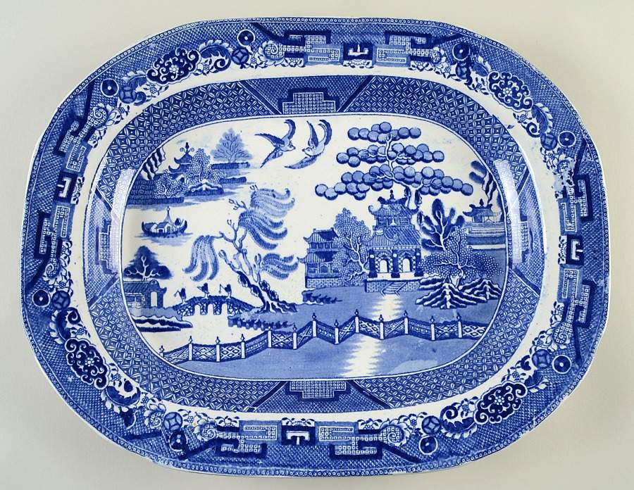 Willow Blue (Smooth, No Trim) 17" Oval Serving Platter by Adams China-1
