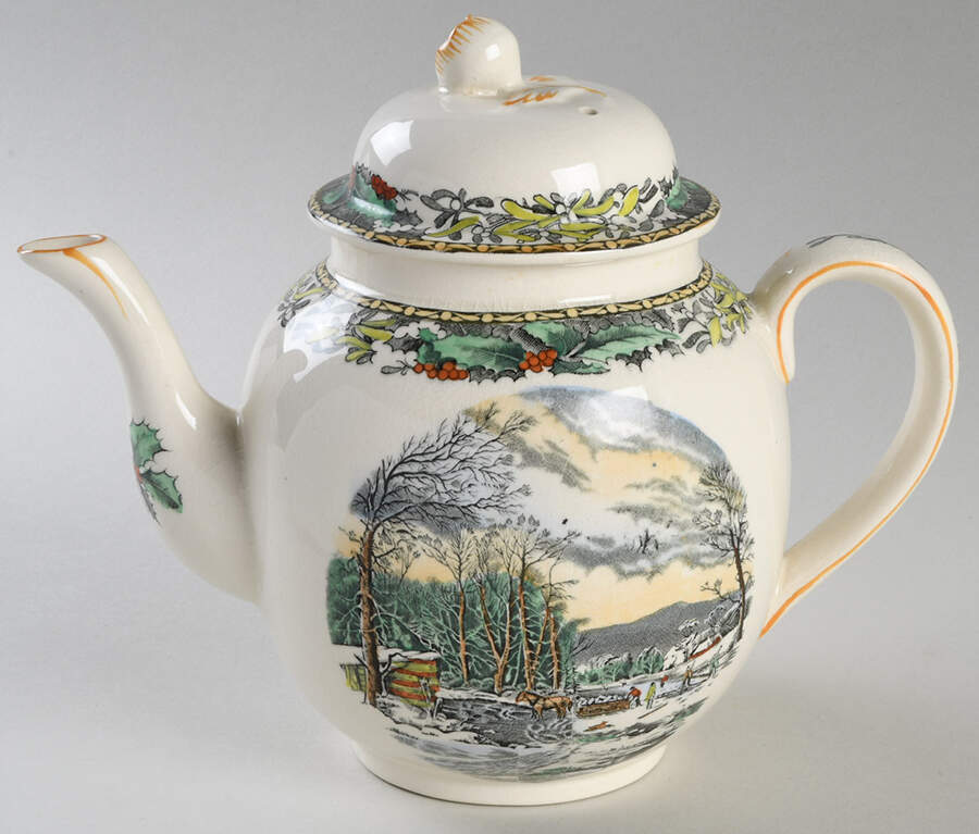 Winter Scenes Black, Multicolor Teapot & Lid by Adams China-1