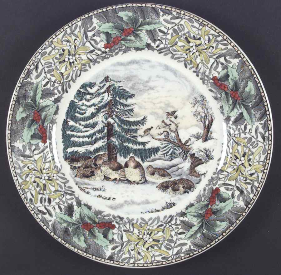 Winter Scenes Black, Multicolor Dinner Plate by Adams China-1
