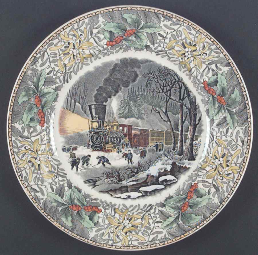 Winter Scenes Black, Multicolor Dinner Plate by Adams China-1