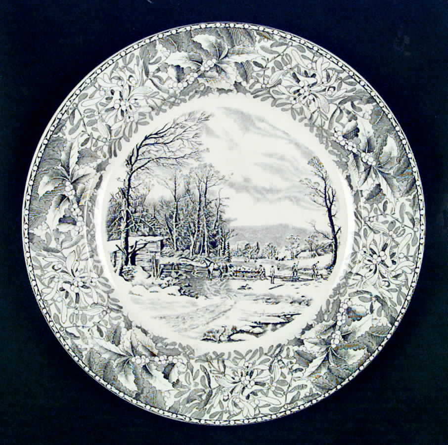 Winter Scenes Black Dinner Plate by Adams China-1