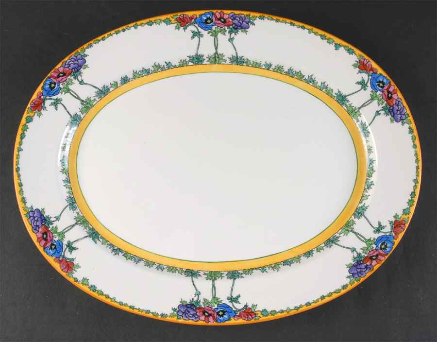 Anemone Multicolor 14" Oval Serving Platter by Adderley-1