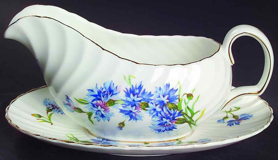 Cornflower Gravy Boat & Underplate by Adderley-1