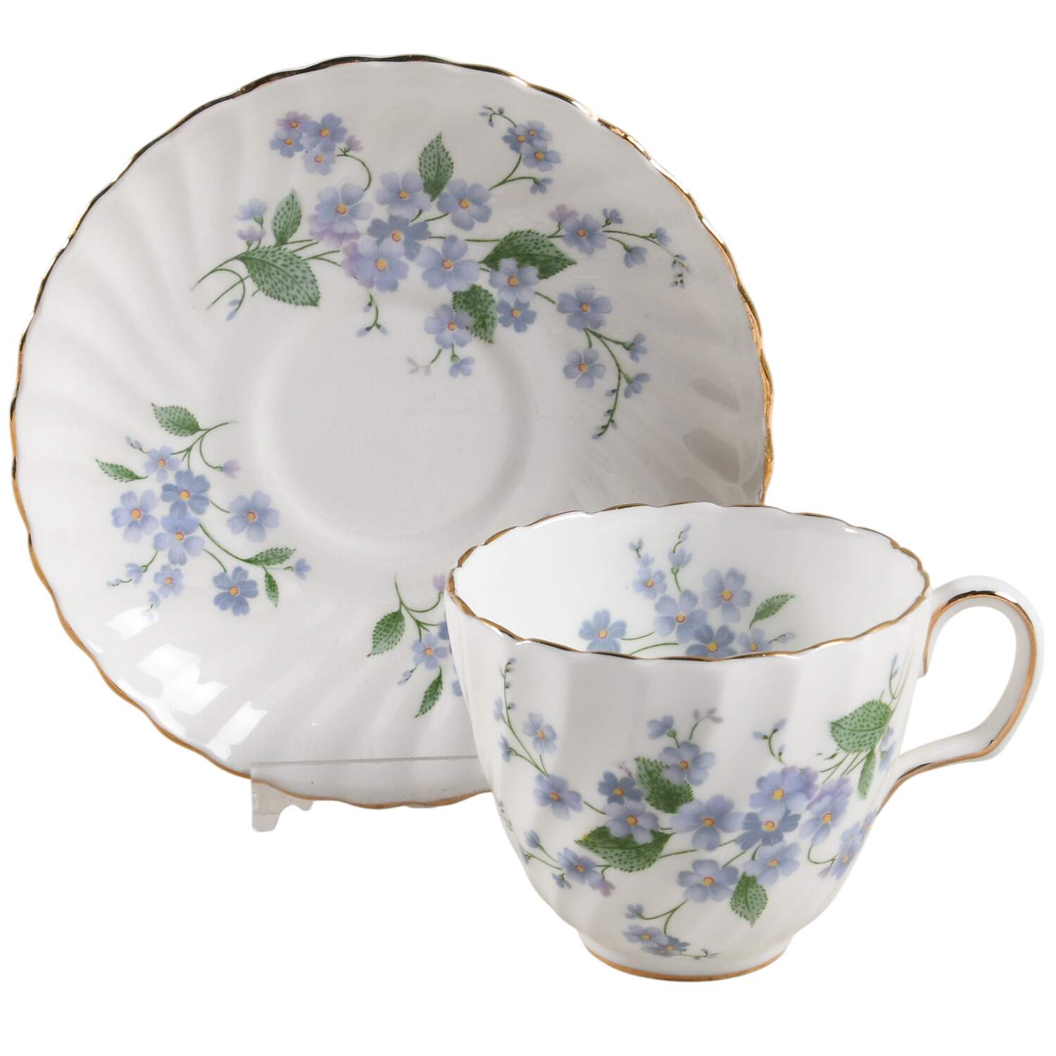 Forget Me Not-Sweet Forget Me Not Footed Demitasse Cup & Saucer Set by Adderley-1