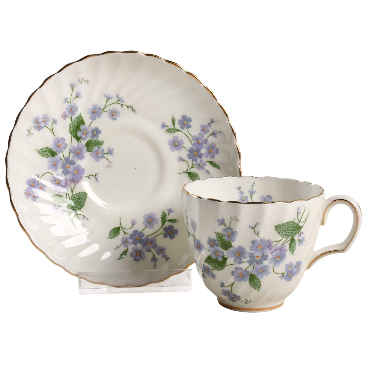 Forget Me Not-Sweet Forget Me Not Flat Demitasse Cup & Saucer Set by Adderley-1