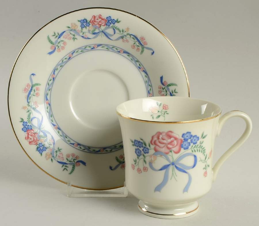 English Garden Footed Cup & Saucer Set by Ashton & Hayes-1