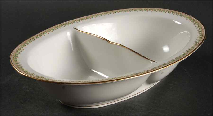 AHR8 10" Oval Divided Vegetable Bowl by Charles Ahrenfeldt-1