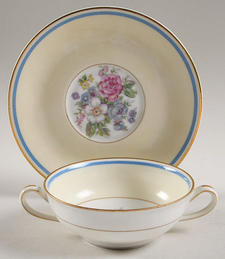 Bouquet of France Flat Cream Soup Bowl & Saucer Set by Charles Ahrenfeldt-1