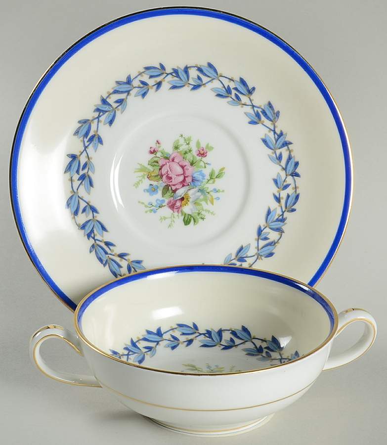 Marie Louise Flat Cream Soup Bowl & Saucer Set by Charles Ahrenfeldt-1