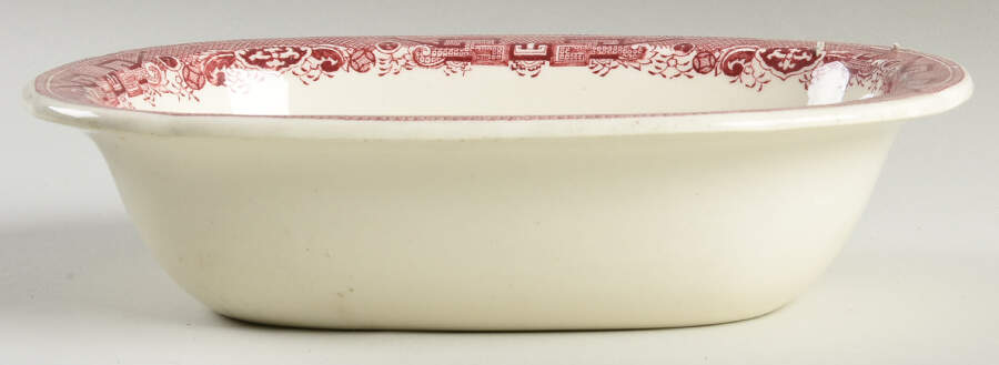 Willow Pink (Cream Background) 8" Oval Vegetable Bowl by Allerton's-1