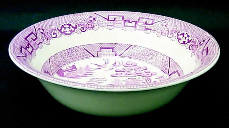Willow Pink (Cream Background) 9" Round Vegetable Bowl by Allerton's-1