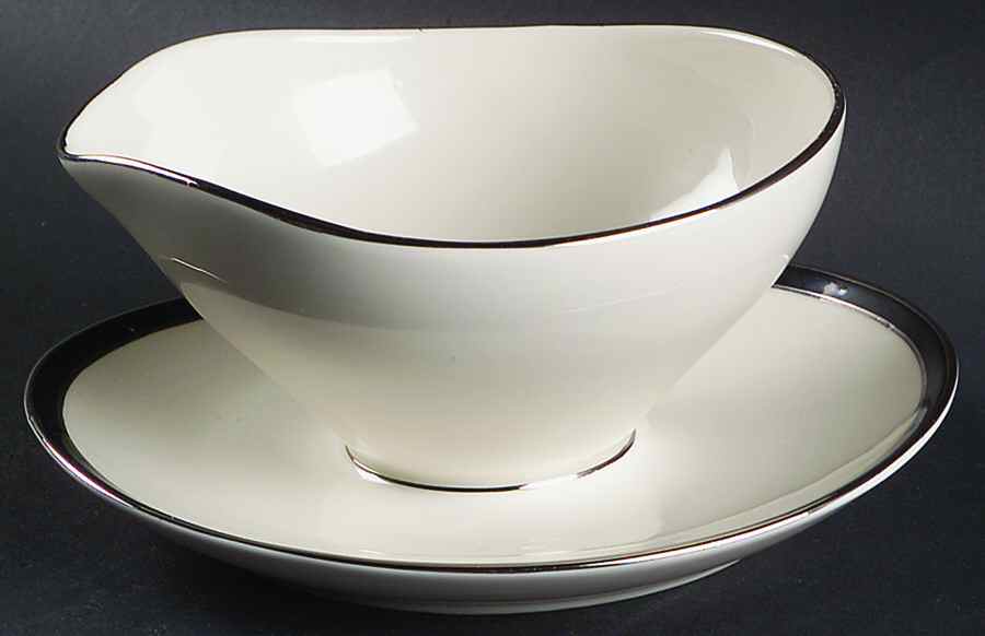 Ebony Gravy Boat with Attached Underplate by American Manor-1