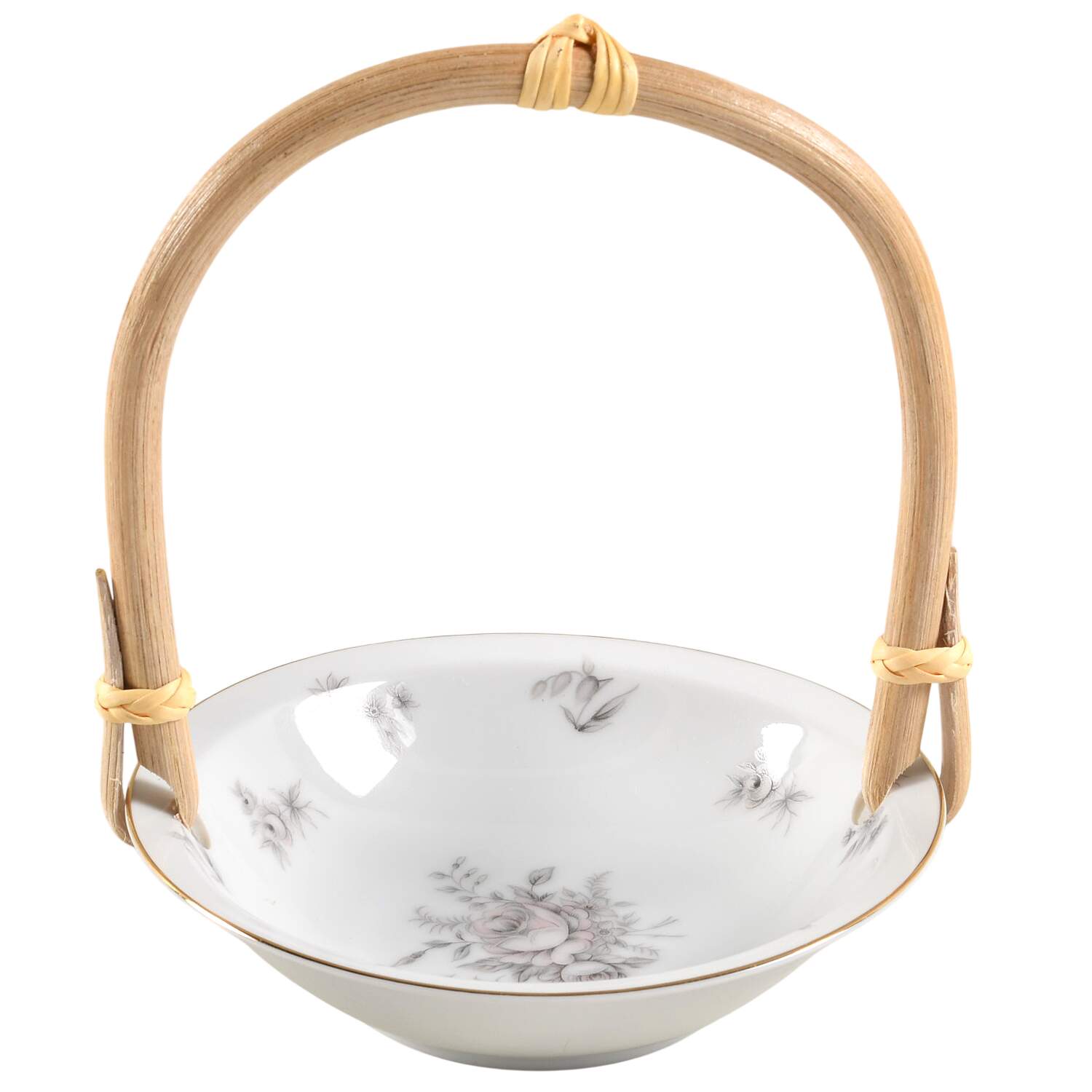 Shadow Rose 7''-7 1/4'' Basket W/Bamboo Handle HC by Amcrest-1