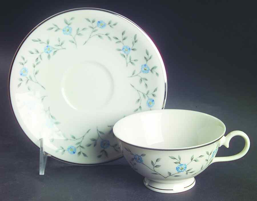 Blue Lace Footed Cup & Saucer Set by Ancestral - Am Hostess-1