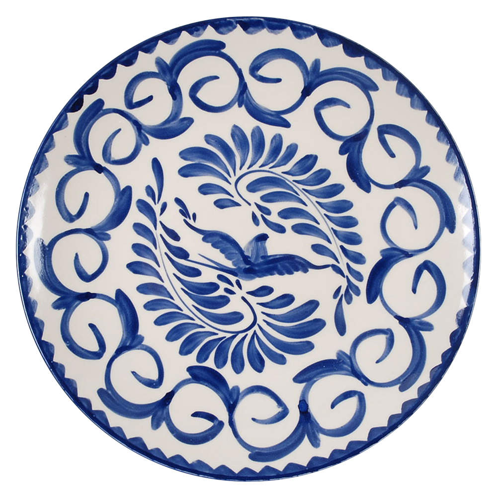 Puebla Blue Coupe Dinner Plate by Anfora (Mexico)-1