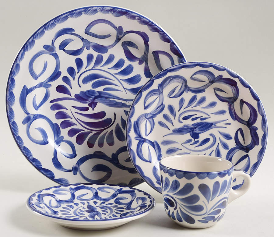 Puebla Blue 4 Piece Place Setting by Anfora (Mexico)-1