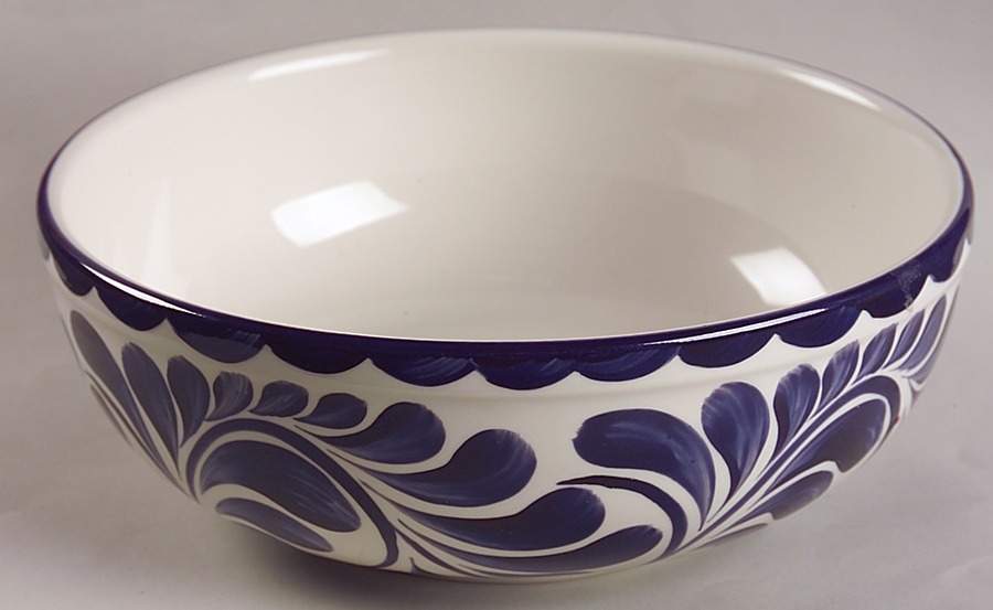Puebla Blue 7" Round Vegetable Bowl by Anfora (Mexico)-1