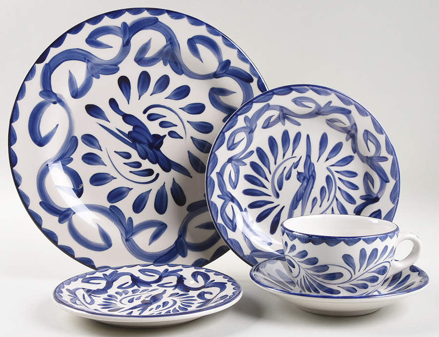Puebla Blue 5 Piece Place Setting by Anfora (Mexico)-1