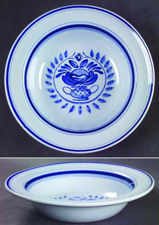 Blue Rose Rim Cereal Bowl by Arabia of Finland-1