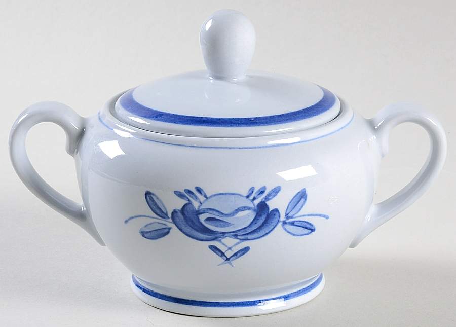 Blue Rose Sugar Bowl & Lid by Arabia of Finland-1