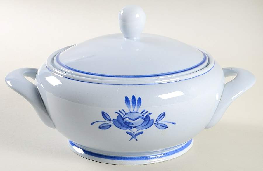 Blue Rose Round Covered Vegetable by Arabia of Finland-1