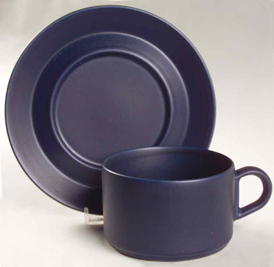 Blues Flat Cup & Saucer Set by Arabia of Finland-1