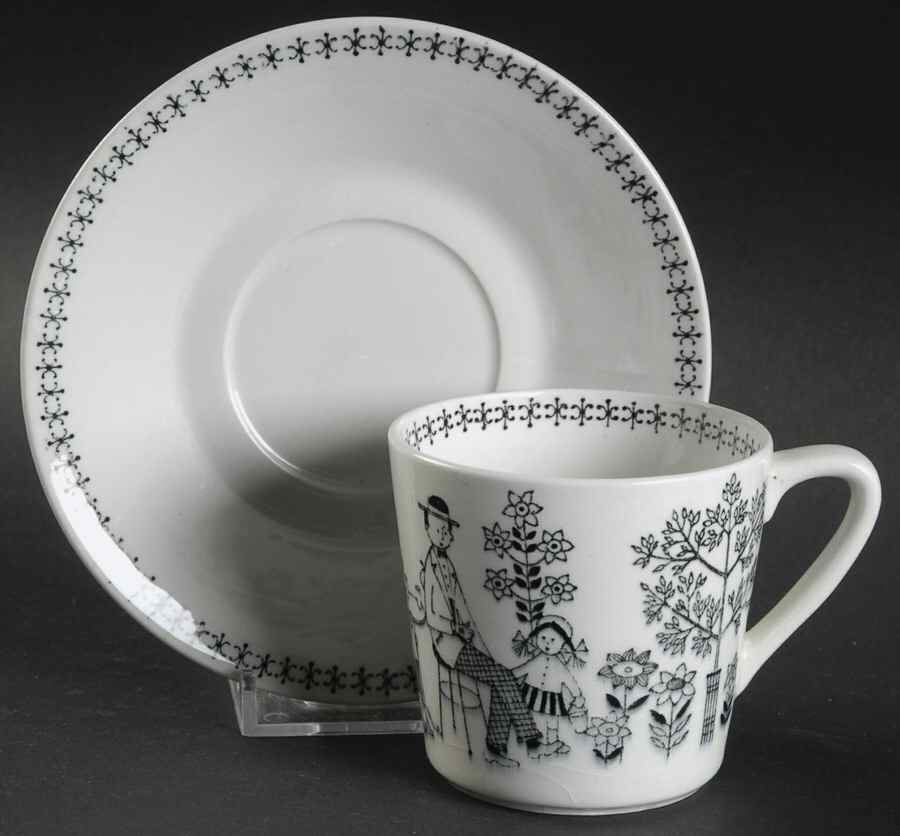 Emilia Flat Demitasse Cup & Saucer Set by Arabia of Finland-1