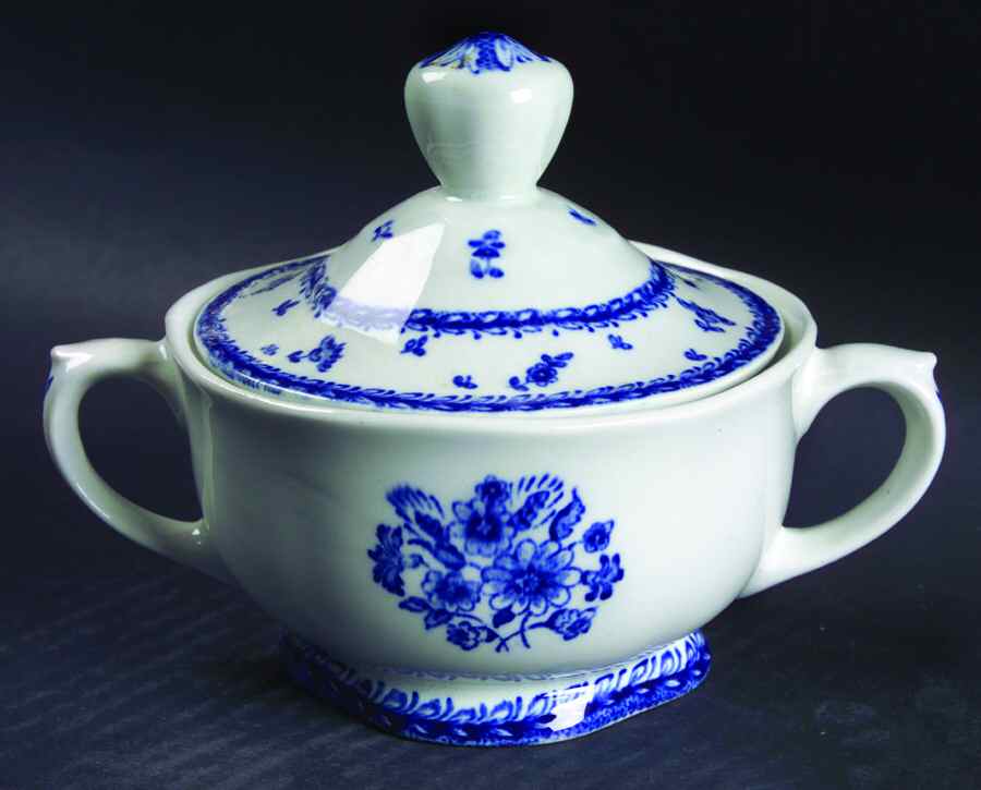 Finn Flower Blue (White Backgound) Sugar Bowl & Lid by Arabia of Finland-1