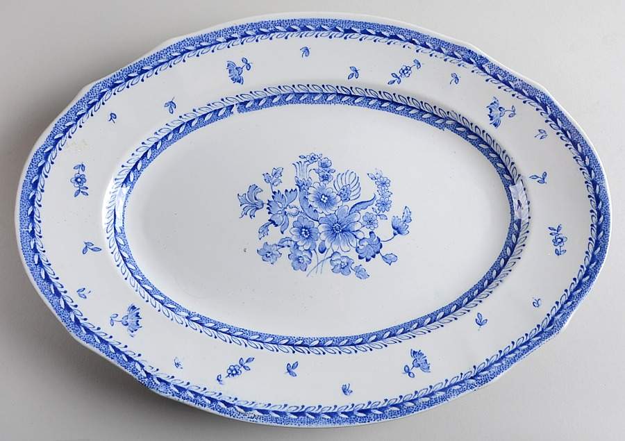 Finn Flower Blue (White Backgound) 15" Oval Serving Platter by Arabia of Finland-1