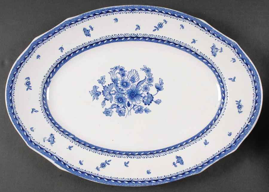 Finn Flower Blue (White Backgound) 15" Oval Serving Platter by Arabia of Finland-1