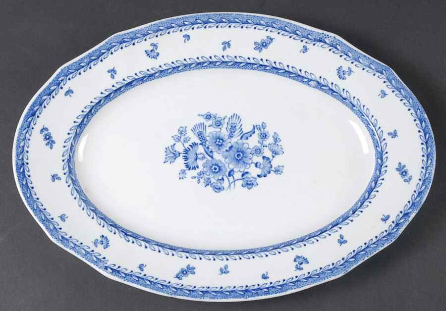 Finn Flower Blue (White Backgound) 12" Oval Serving Platter by Arabia of Finland-1