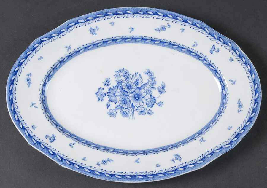 Finn Flower Blue (White Backgound) 10" Oval Serving Platter by Arabia of Finland-1