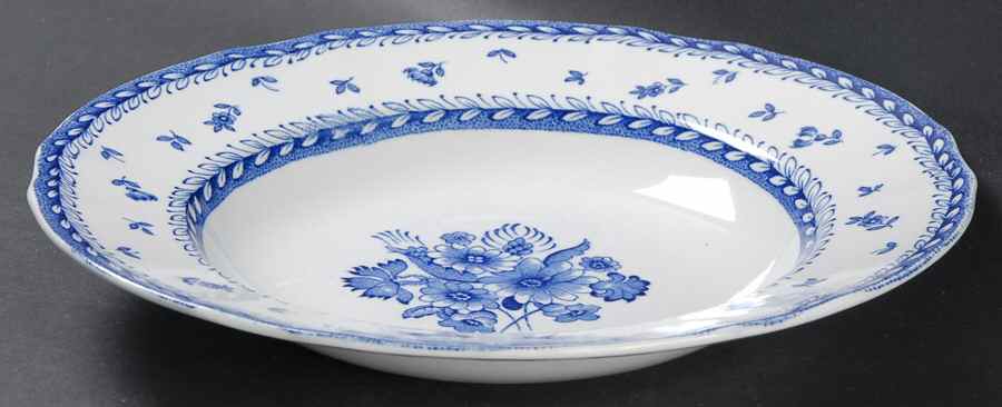 Finn Flower Blue (White Backgound) Large Rim Soup Bowl by Arabia of Finland-1