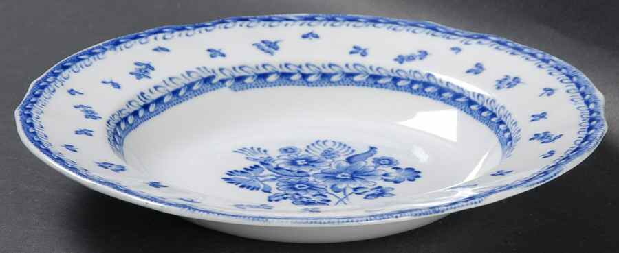 Finn Flower Blue (White Backgound) Rim Soup Bowl by Arabia of Finland-1