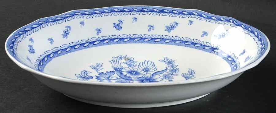 Finn Flower Blue (White Backgound) 10" Oval Vegetable Bowl by Arabia of Finland-1