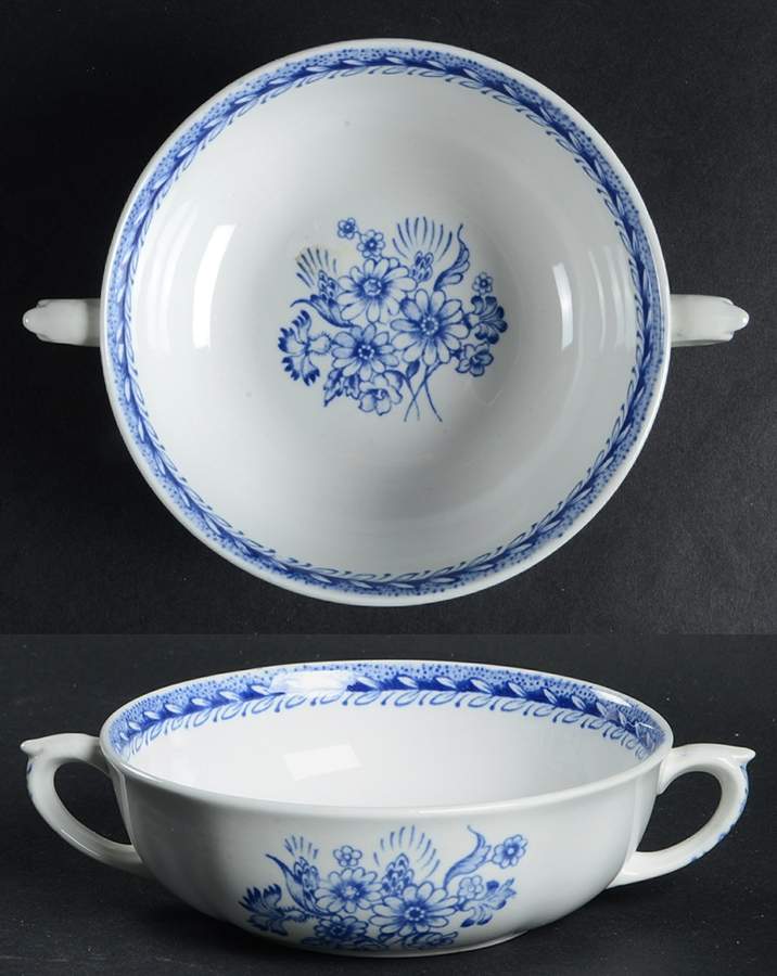 Finn Flower Blue (White Backgound) Flat Cream Soup Bowl by Arabia of Finland-1