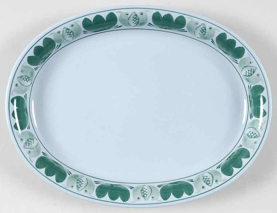 Green Laurel 12" Oval Serving Platter by Arabia of Finland-1