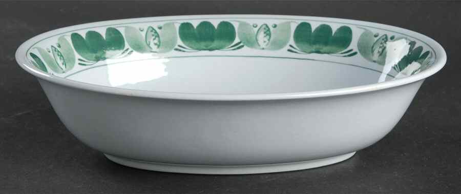 Green Laurel 9" Oval Vegetable Bowl by Arabia of Finland-1