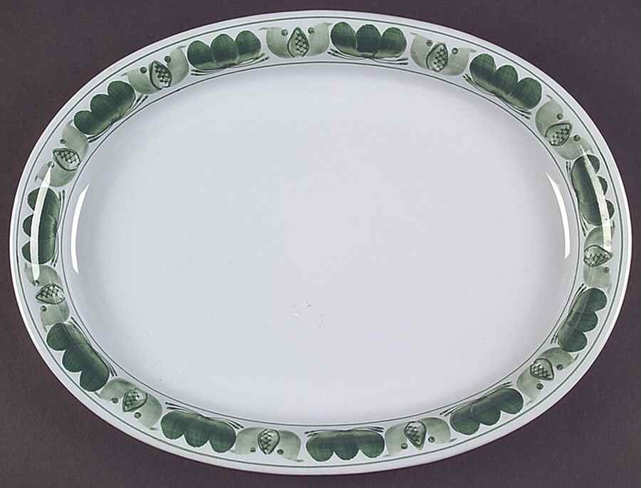 Green Laurel 14" Oval Serving Platter by Arabia of Finland-1