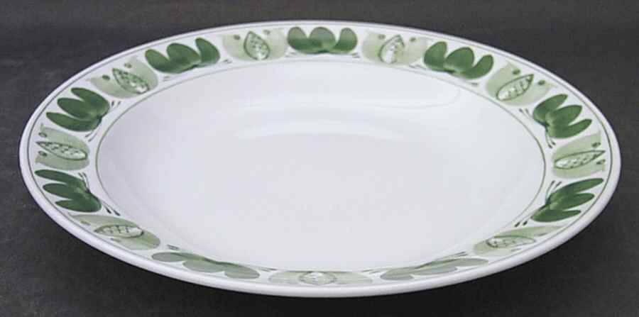 Green Laurel Large Rim Soup Bowl by Arabia of Finland-1