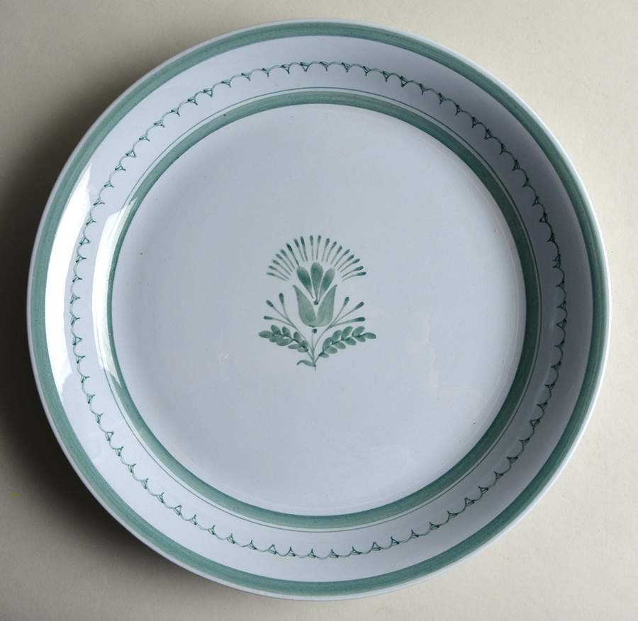 Green Thistle 13" Deep Round Platter by Arabia of Finland-1