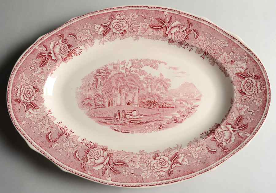 Landscape Red 16" Oval Serving Platter by Arabia of Finland-1